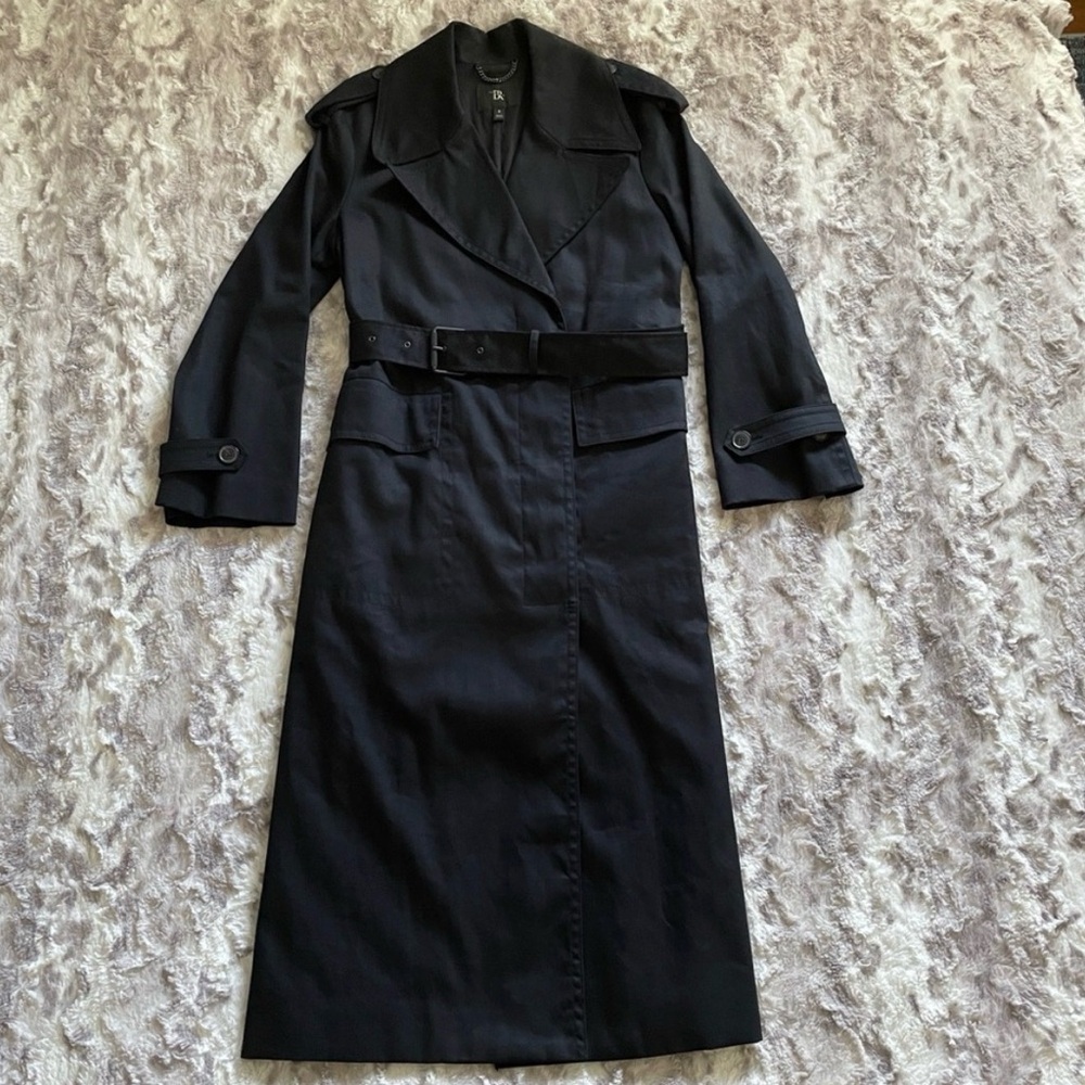 Banana Republic‎ timeless Trench Coat long in Black WATER RESISTANT - Picture 5 of 16
